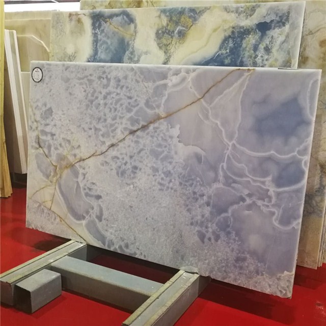light blue onyx slabs